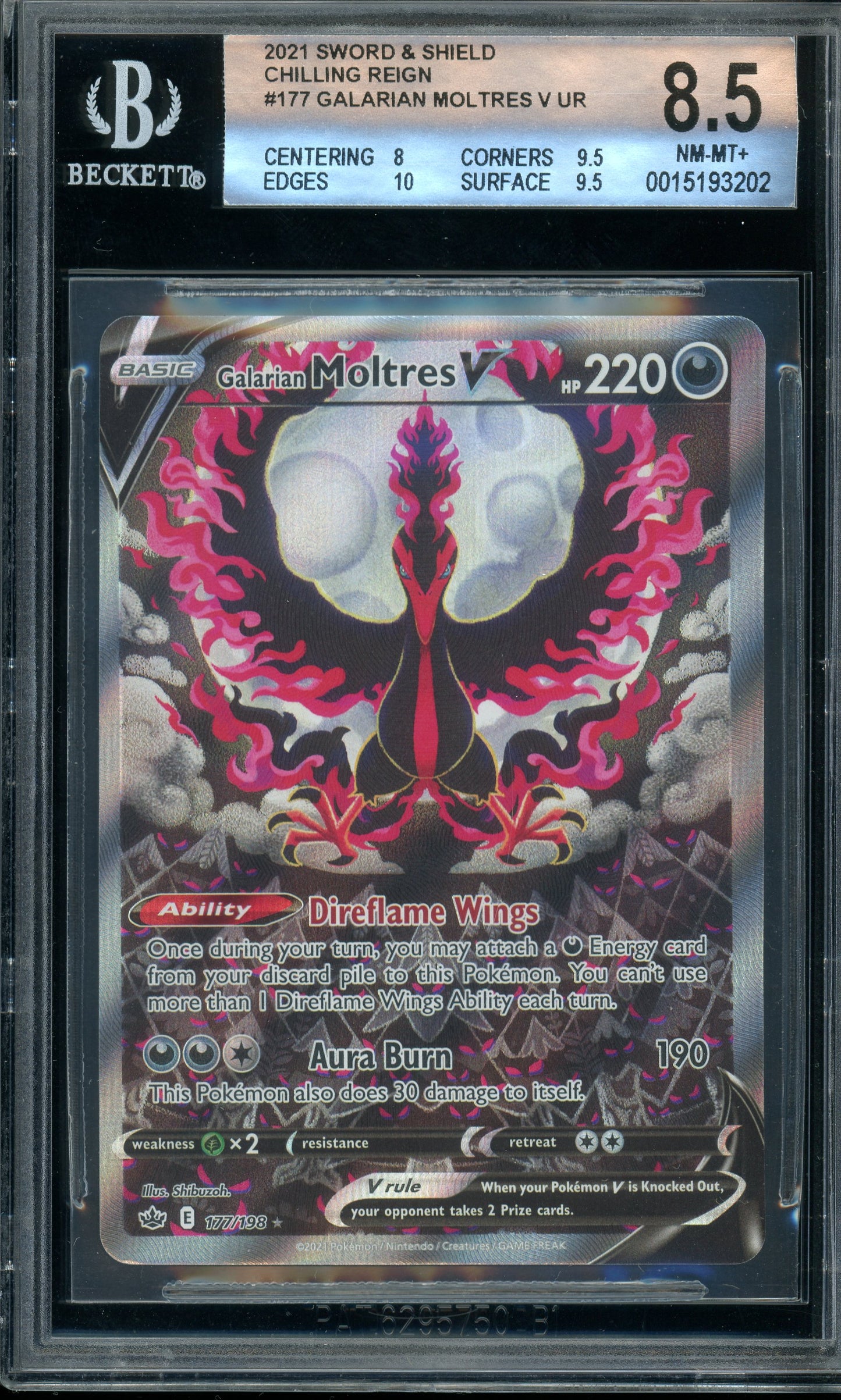 BGS 8.5 Chilling Reign Galarian Moltres V UR