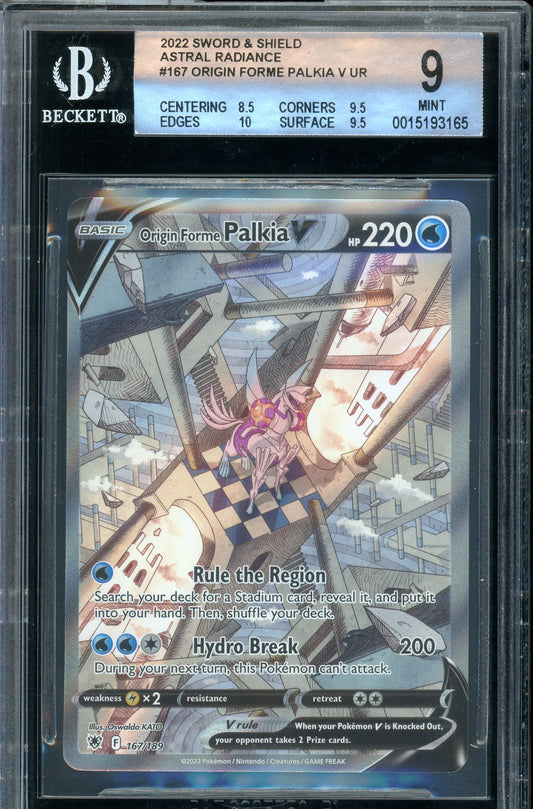 2022 Pokemon Sword & Shield Astral Radiance Origin Forme Palkia V #167 BGS 9
