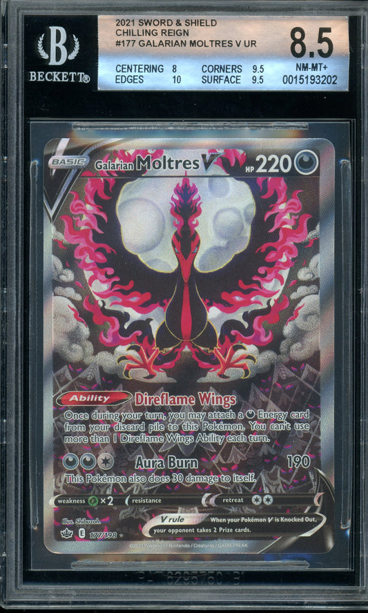 BGS 8.5 Chilling Reign Galarian Moltres V UR
